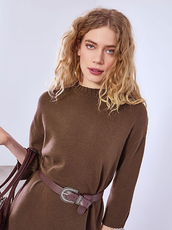 Φόρεμα πλεκτό μίντι μονόχρωμο WT7642.8252+3