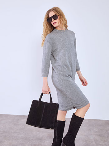 Φόρεμα πλεκτό μίντι μονόχρωμο WT7642.8252+2