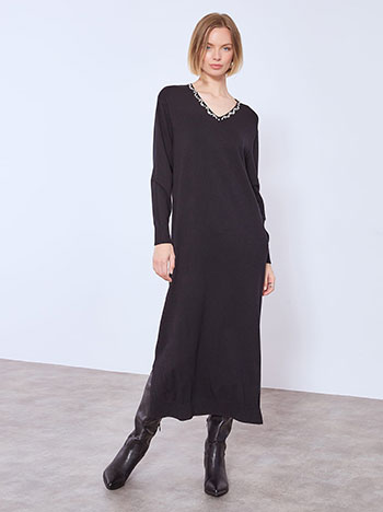 Φόρεμα πλεκτό μίντι με πέρλες WT7642.8627+1