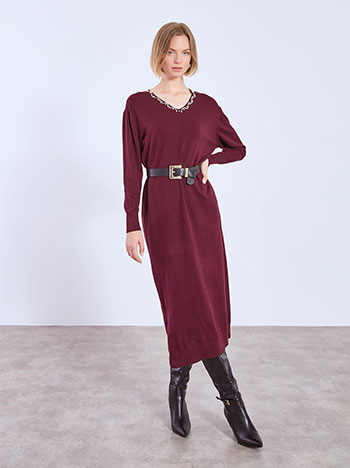 Φόρεμα πλεκτό μίντι με πέρλες WT7642.8627+5