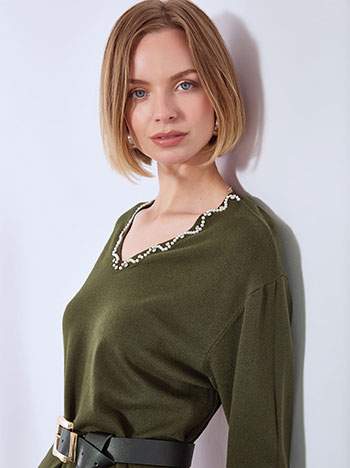 Φόρεμα πλεκτό μίντι με πέρλες WT7642.8627+4 φωτογραφία