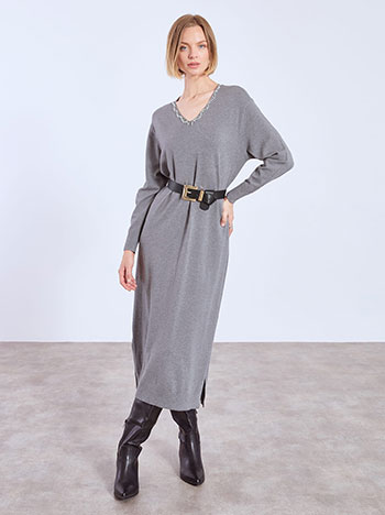 Φόρεμα πλεκτό μίντι με πέρλες WT7642.8627+2 φωτογραφία