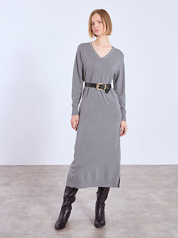 Φόρεμα πλεκτό μίντι με πέρλες WT7642.8627+2