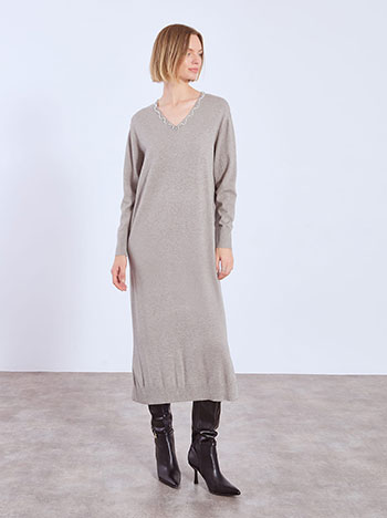 Φόρεμα πλεκτό μίντι με πέρλες WT7642.8627+3 φωτογραφία