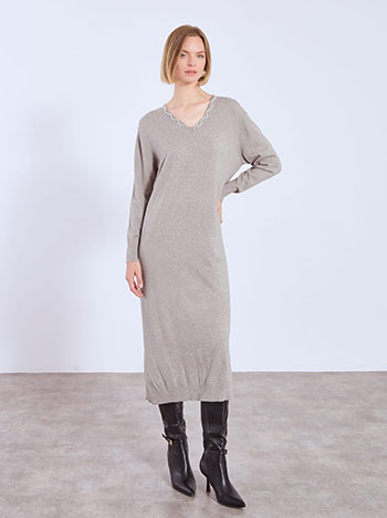 Φόρεμα πλεκτό μίντι με πέρλες WT7642.8627+3