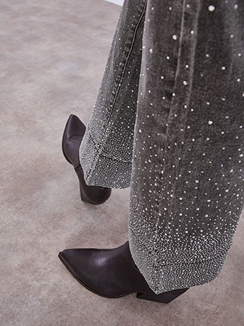 Celestino Τζιν wide leg με strass στο τελείωμα WT7643.1307+1