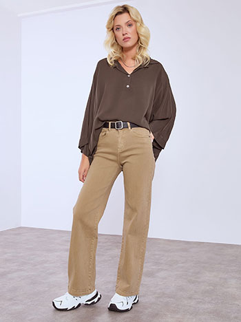 Celestino Τζιν wide leg με ζώνη δερματίνης WT7643.1738+5
