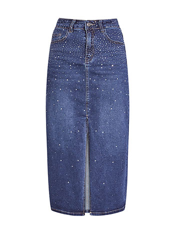 Φούστα τζιν μίντι με strass WT7643.2202+2 φωτογραφία