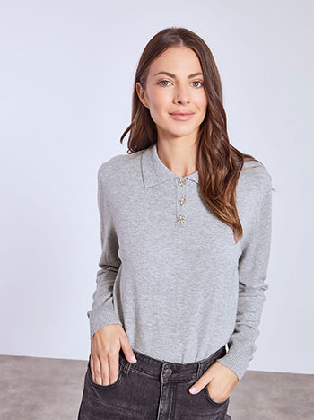 Μπλούζα με γιακά και κουμπιά WT7693.4285+2