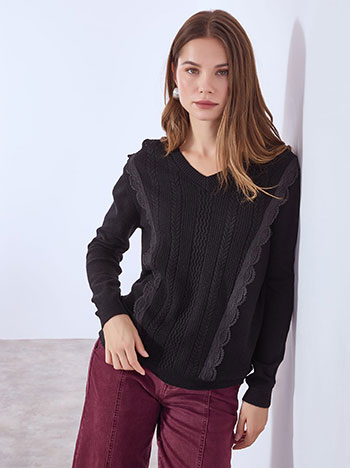 Πουλόβερ με λεπτομέρειες δαντέλας WT7693.4322+1