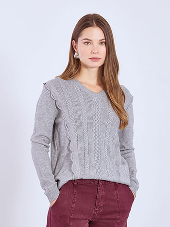 Πουλόβερ με λεπτομέρειες δαντέλας WT7693.4322+2