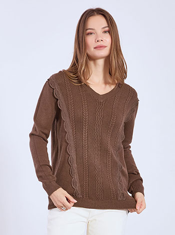 Πουλόβερ με λεπτομέρειες δαντέλας WT7693.4322+3