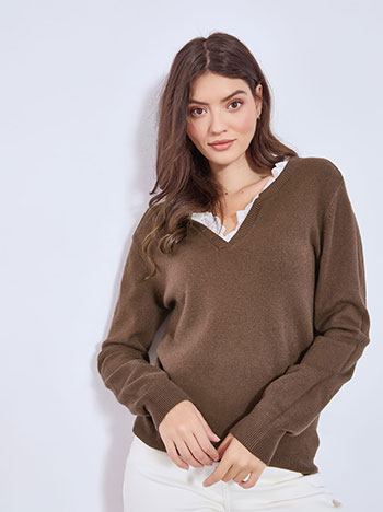 Πουλόβερ με δαντέλα στη λαιμόκοψη WT7693.4324+3