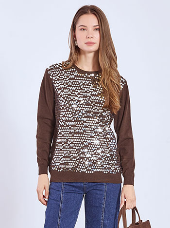 Πουλόβερ με παγιέτες καθρέφτη WT7693.4518+3