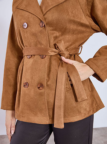 Παλτό με σουέντ όψη και ζώνη WT7732.7991+2 φωτογραφία