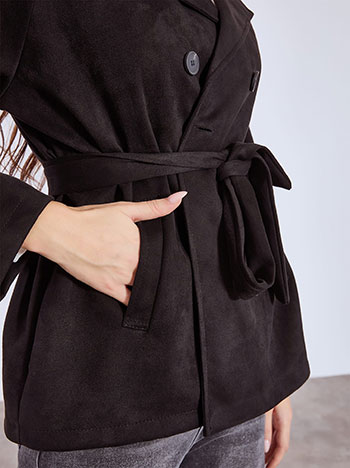 Παλτό με σουέντ όψη και ζώνη WT7732.7991+1 φωτογραφία