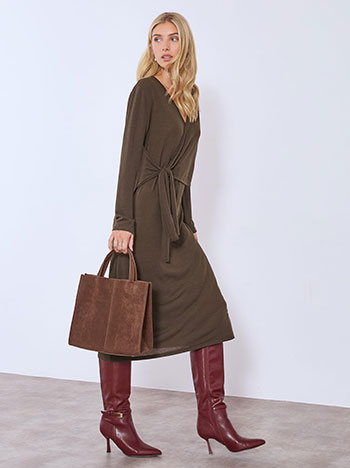 Φόρεμα κρουαζέ με δέσιμο μίντι WT7732.8476+2