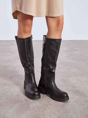 Μπότες δερματίνης με τρακτερωτή σόλα WT7741.A916+1