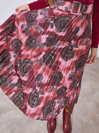 Φούστα πλισέ φλοράλ με ζώνη WT7743.2021+1 φωτογραφία