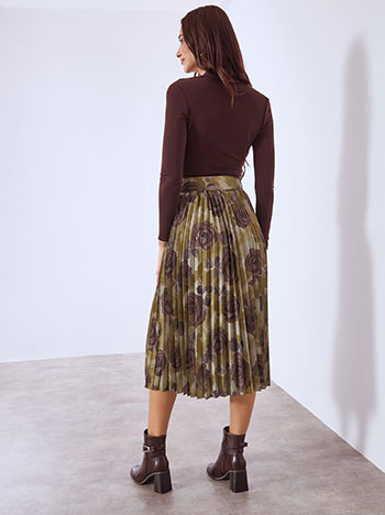 Φούστα πλισέ φλοράλ με ζώνη WT7743.2021+4 φωτογραφία