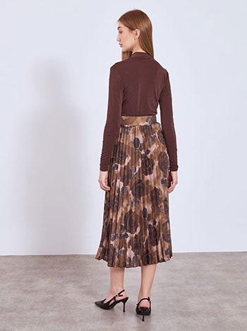 Φούστα πλισέ φλοράλ με ζώνη WT7743.2021+2 φωτογραφία