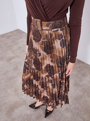 Φούστα πλισέ φλοράλ με ζώνη WT7743.2021+2 φωτογραφία