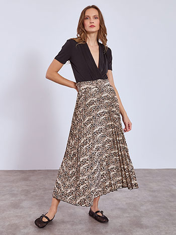 Φούστα πλισέ με animal print WT7743.2406+2