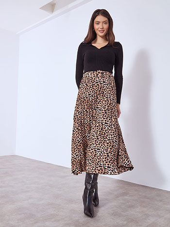 Φούστα μάξι πλισέ με animal print WT7743.2407+1