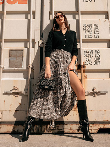 Φούστα μάξι πλισέ με animal print WT7743.2407+2