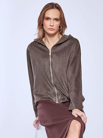 Μπουφάν με σουέντ όψη WT7743.6131+2