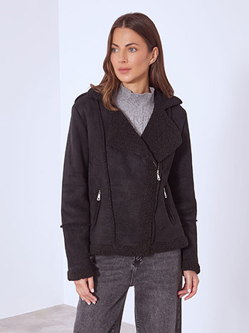 Μπουφάν με σουέντ όψη WT7743.6343+1