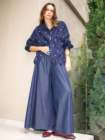 Celestino Παντελόνα oversized με denim όψη WT7830.1201+1