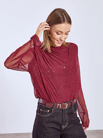Μπλούζα ημιδιάφανη με glitter WT7834.4033+3