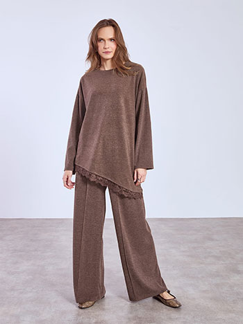 Παντελόνα πλεκτή με διακοσμητική ραφή WT7880.1553+1