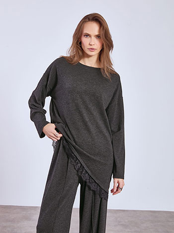 Μπλούζα ασύμμετρη με δαντέλα WT7880.4713+2