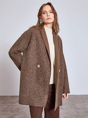 Παλτό μονόχρωμο χνουδωτό WT7880.7728+2