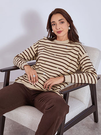 Πουλόβερ ριγέ με καρδιές WT7906.4510+4