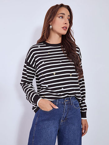 Πουλόβερ ριγέ με καρδιές WT7906.4510+1