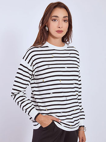 Πουλόβερ ριγέ με καρδιές WT7906.4510+3