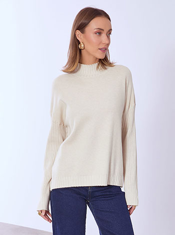 Πουλόβερ με ριπ μανίκια WT7906.4526+4