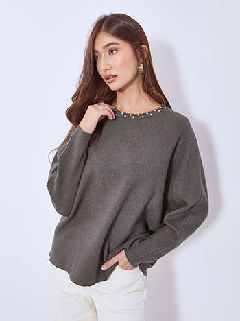 Πουλόβερ με πέτρες strass WT7906.4527+2