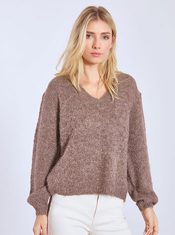 Πουλόβερ χνουδωτό με V λαιμόκοψη WT7910.4112+5