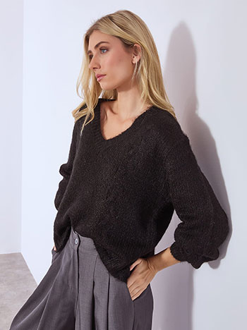 Πουλόβερ χνουδωτό με V λαιμόκοψη WT7910.4112+1