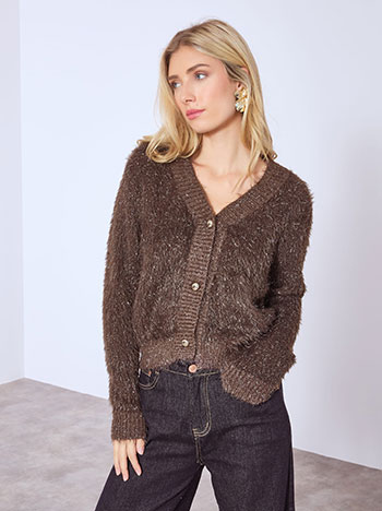 Ζακέτα χνουδωτή μεταλλιζέ WT7910.5011+3