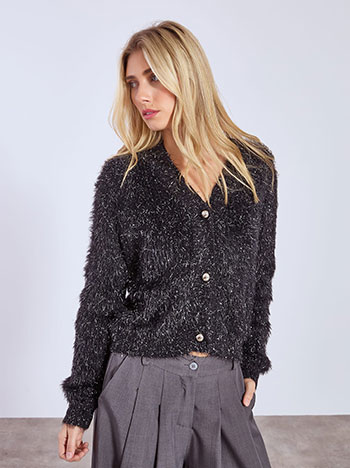 Ζακέτα χνουδωτή μεταλλιζέ WT7910.5011+1