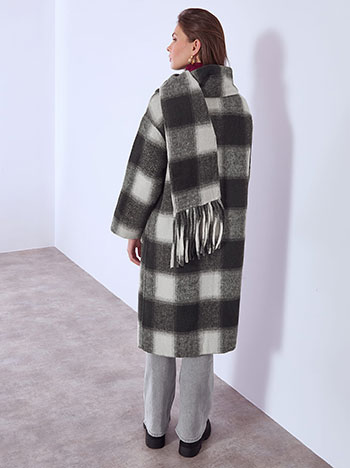 Παλτό καρό με μαλλί και κασκόλ WT7910.7072+1 φωτογραφία
