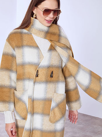 Παλτό καρό με μαλλί και κασκόλ WT7910.7072+2 φωτογραφία