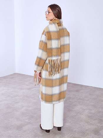 Παλτό καρό με μαλλί και κασκόλ WT7910.7072+2 φωτογραφία