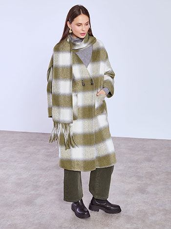Παλτό καρό με μαλλί και κασκόλ WT7910.7072+3 φωτογραφία