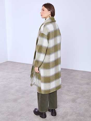Παλτό καρό με μαλλί και κασκόλ WT7910.7072+3 φωτογραφία